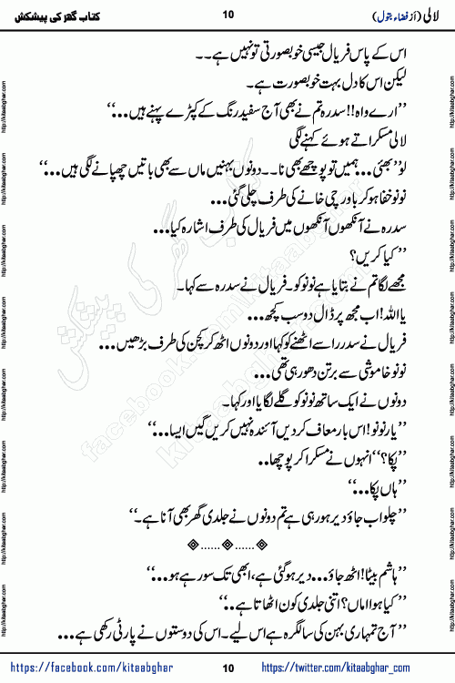 Lali social romantic urdu novel by Fiza Batool published on kitab ghar. Lali Urdu Novel by Fiza Batool is based on the story about a mother who faced a lot of difficulties in life in silence. This novel Lali reveals few secrets of past in Sara's life and ongoing struggle in Lali Life.