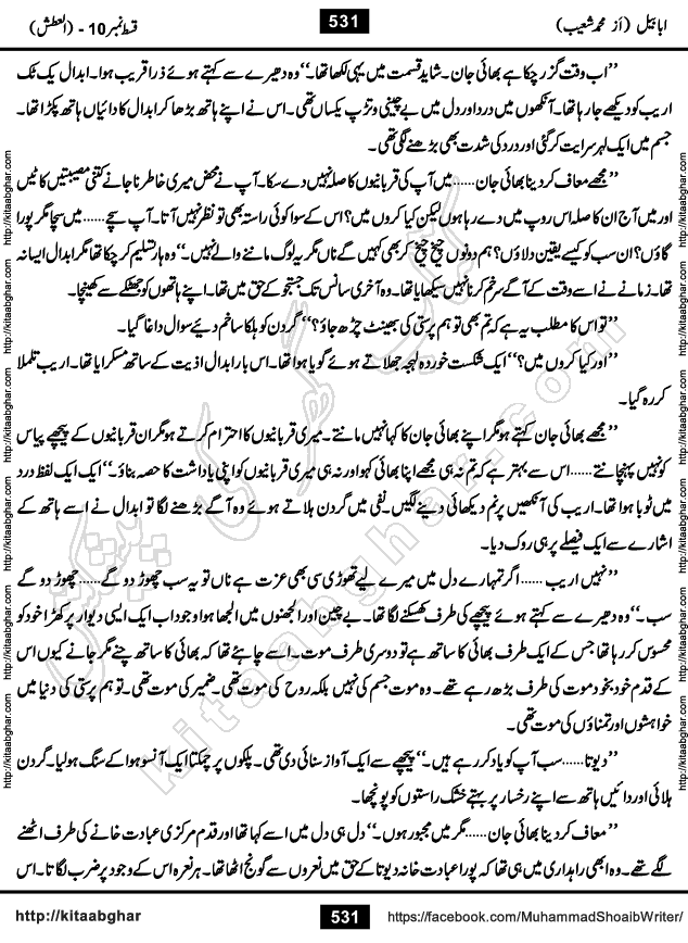 Ababeel Swallow last episode 11 Romantic Urdu Novel by Muhammad Shoaib for Online Reading at Kitab Ghar. Ababeel is a story of young man who had some extra ordinary abilities. Some powerful people wanted to control him and use his extra ordinary abilities to their own benefits. He had to discover the source of his abilities and see many ups and downs during this quest. Ababeel is also story of a young woman who wanted everything and can go to any limit for her success. She is a truth seeker and when she is introduced to Islam, her life gets totally changed.