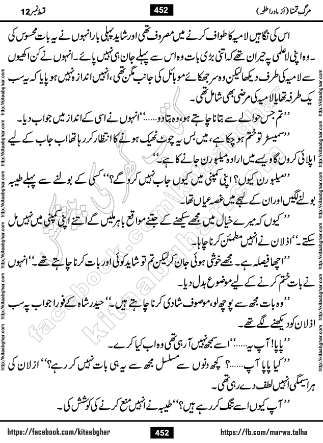 urdu romantic novel marg e tamanna episode 32, 33 and last episode 34 by writer mawra talha
