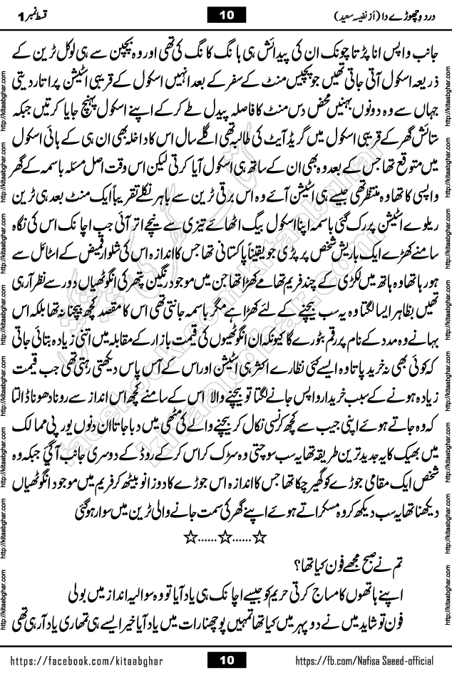 Dard Vichore Da Complete Romantic Urdu Novel by Nafisa Saeed