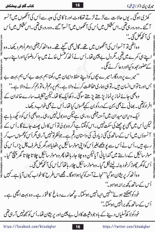 Meri Pari Romantic Urdu Novel by Ruqia Ali is written on importance of fighting depression and anxiety. The novel is about strong bonds between family members who can fight against stress depression and anxiety and support each other saving lives