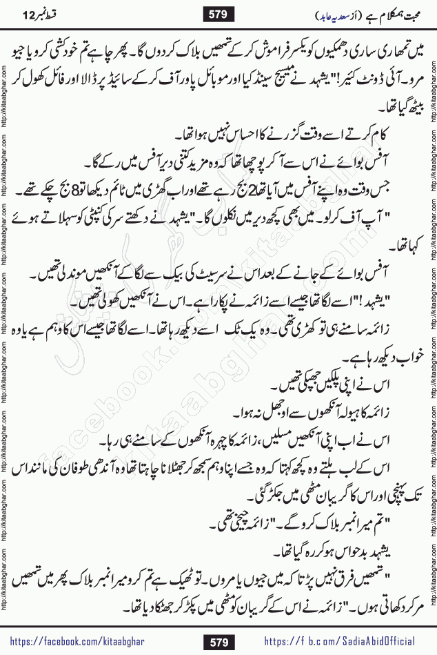 mohabbat humkalam hai last episode 13 romantic urdu novel by sadia abid writer being published on kitab ghar. This Novel has taste of everything our Pakistan society and culture has. It is filled with colours of love and sweetness of relations, darkness of hate and grudge