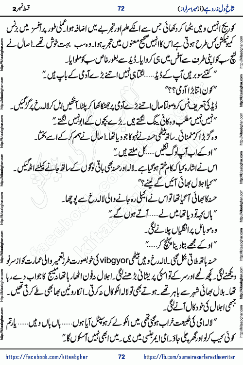 shakh e dil zard hai episode 2 by sumera sarfraz is a new social romantic urdu novel serialized in monthly digest and now kitab ghar is publishing online for urdu novel readers and PDF Download