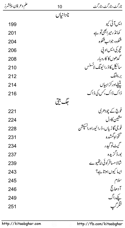 Target Target Target Humour and Satire Articles and Memories Collection Urdu Book by Colonel Zia Shahid published online on Kitab Ghar