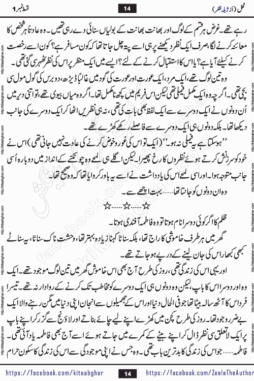 Nahal urdu novel by writer Zeela Zafar is inspired from lives of honey bees. Different honey bees have different functions in the growth, function and safety of the hive. This novel Nahal have no single hero and heroine with perfect character. Every character of the novel is taken from real life like us and living a normal life with their flaws. All characters of the novel have their own developing story mould by the society they live in and the environment around them. Nahal is the story of such ordinary people. The story of the past, the present, the future, and then the characters trapped in the vortex of the past. All you have to do is see whether you are among those who become a diamond or among those who are ruining your society. What you have to see is what you are giving to those around you. Good morals or mental trauma